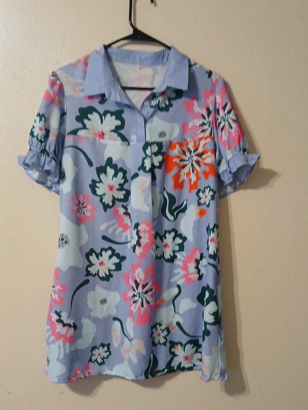 Floral Button Front Blouse in Lilac, Pink & Orange
